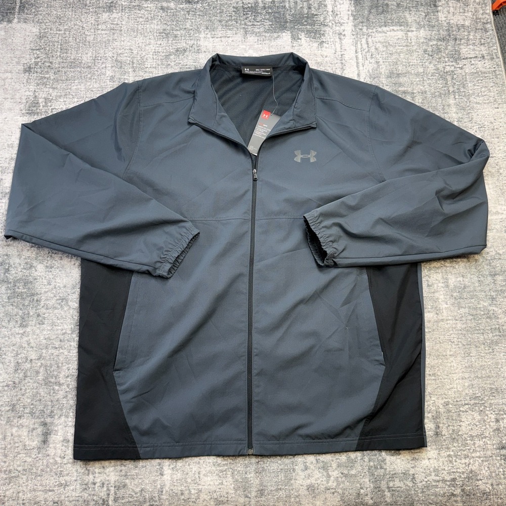 Under Armour Jacket Mens 3XL Gray Blue Windbreaker Track Training Mesh Lined NEW